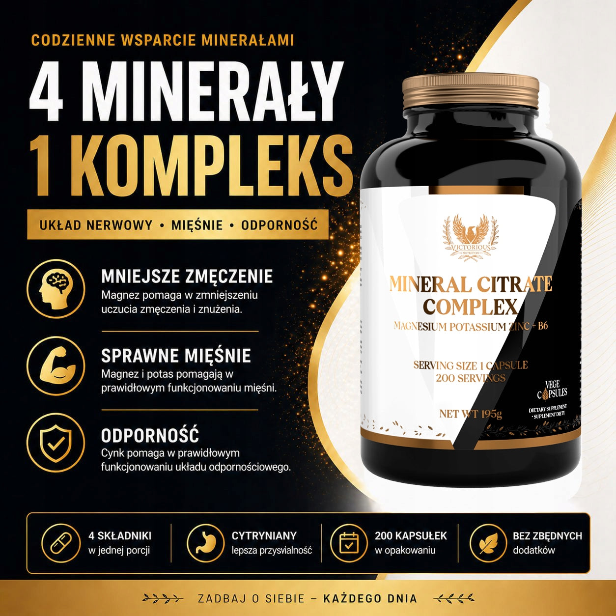Magnesium Potassium Zinc Vitamin B6 200 Capsules Minerals Complex Victorious Name other