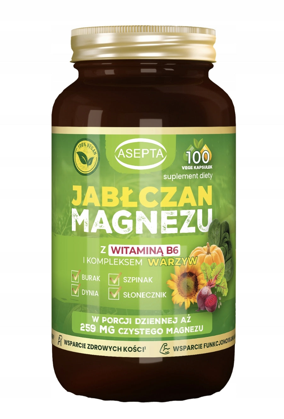 Magnesium malate MUSCLE, ENERGY AND NERVOUS SYSTEM SUPPORT 100 kaps