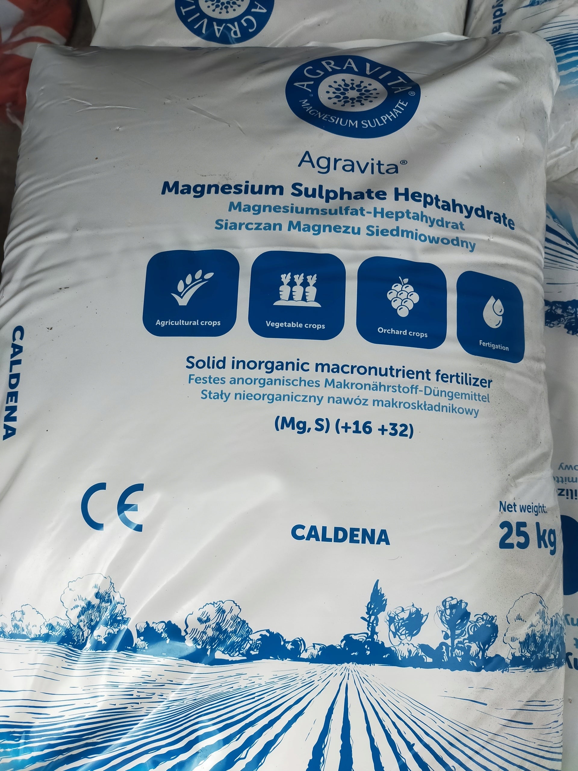 Magnesium sulphate fertilizer 25kg for soil plants heptahydrate 16Mg32SO3 AGRAVITA
