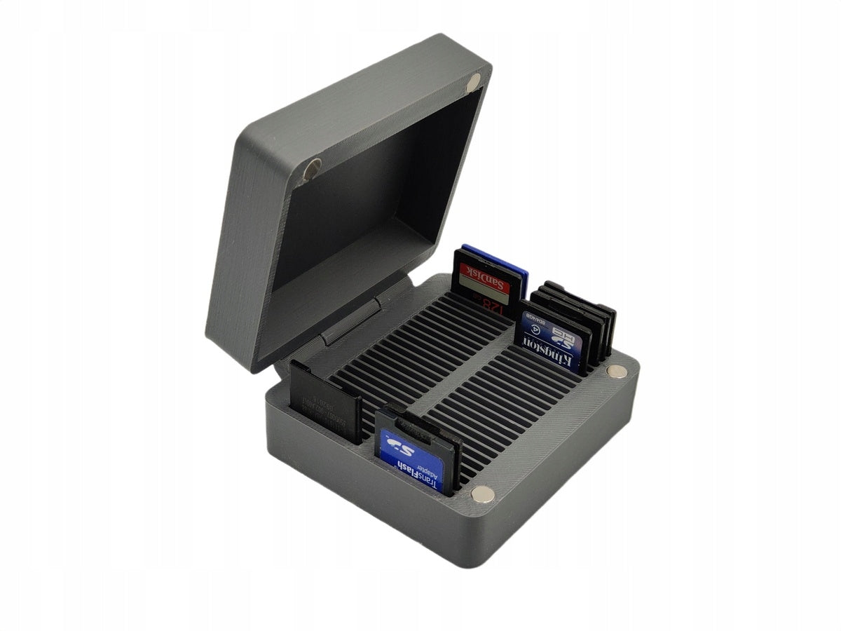 Magnetic organizer for 50 SD memory cards