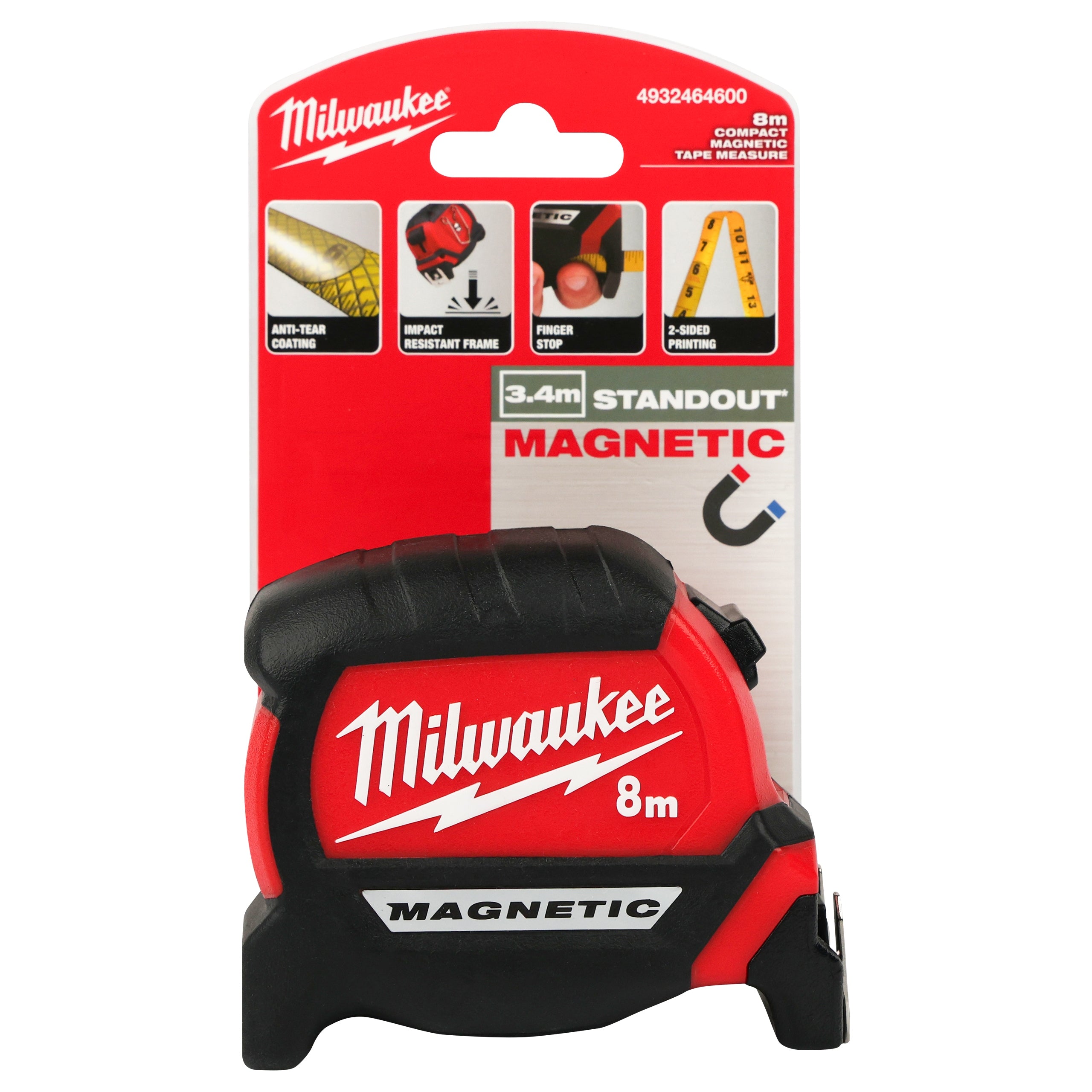 Magnetic tape 8m Milwaukee Premium meter construction measure magnet Manufacturer code 4932464600