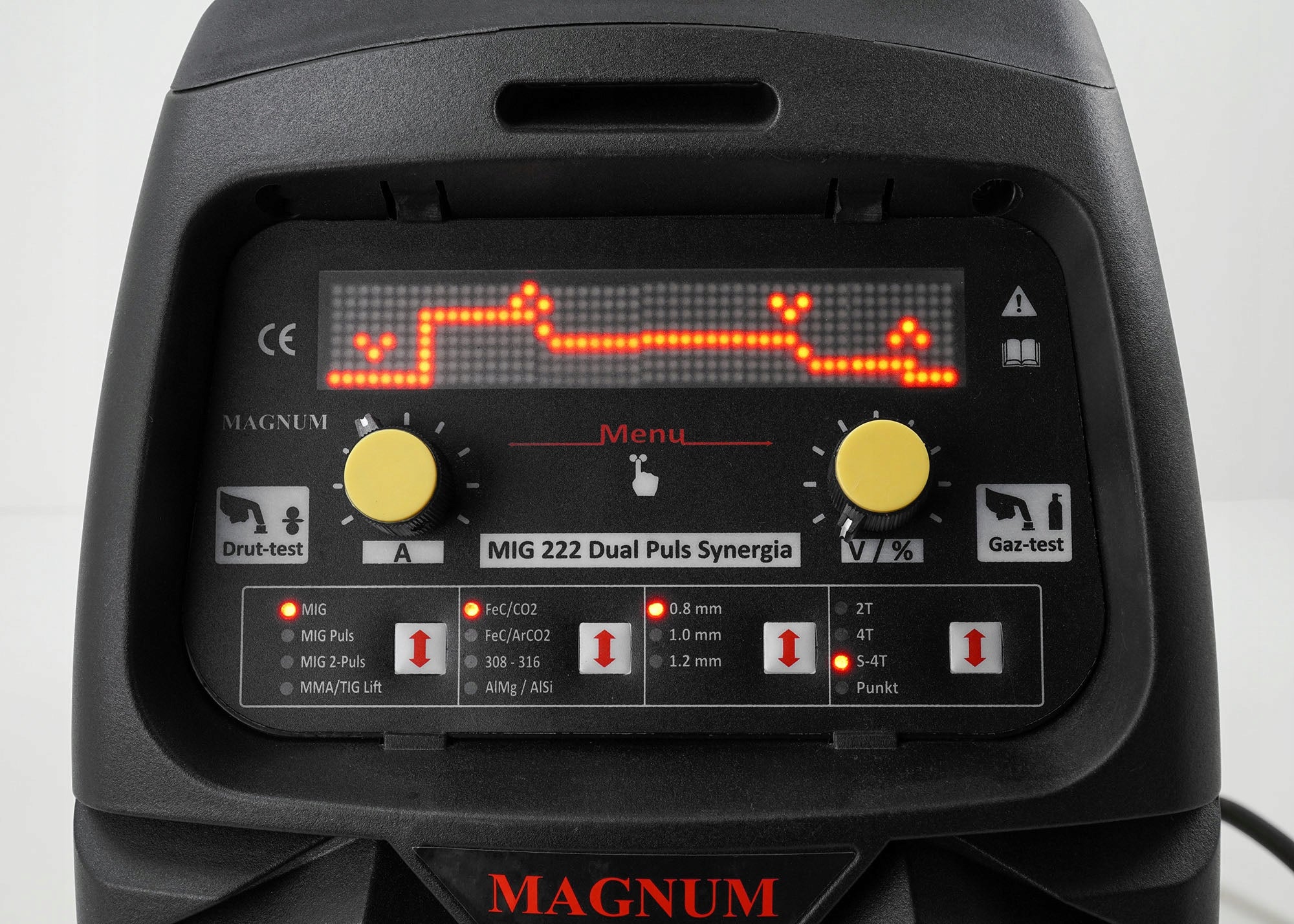 Magnum MIG 222 DP LCD migomat welder with pulse Manufacturer code MAGNUM MIG 222 DUAL PULS SYNERGIA LED