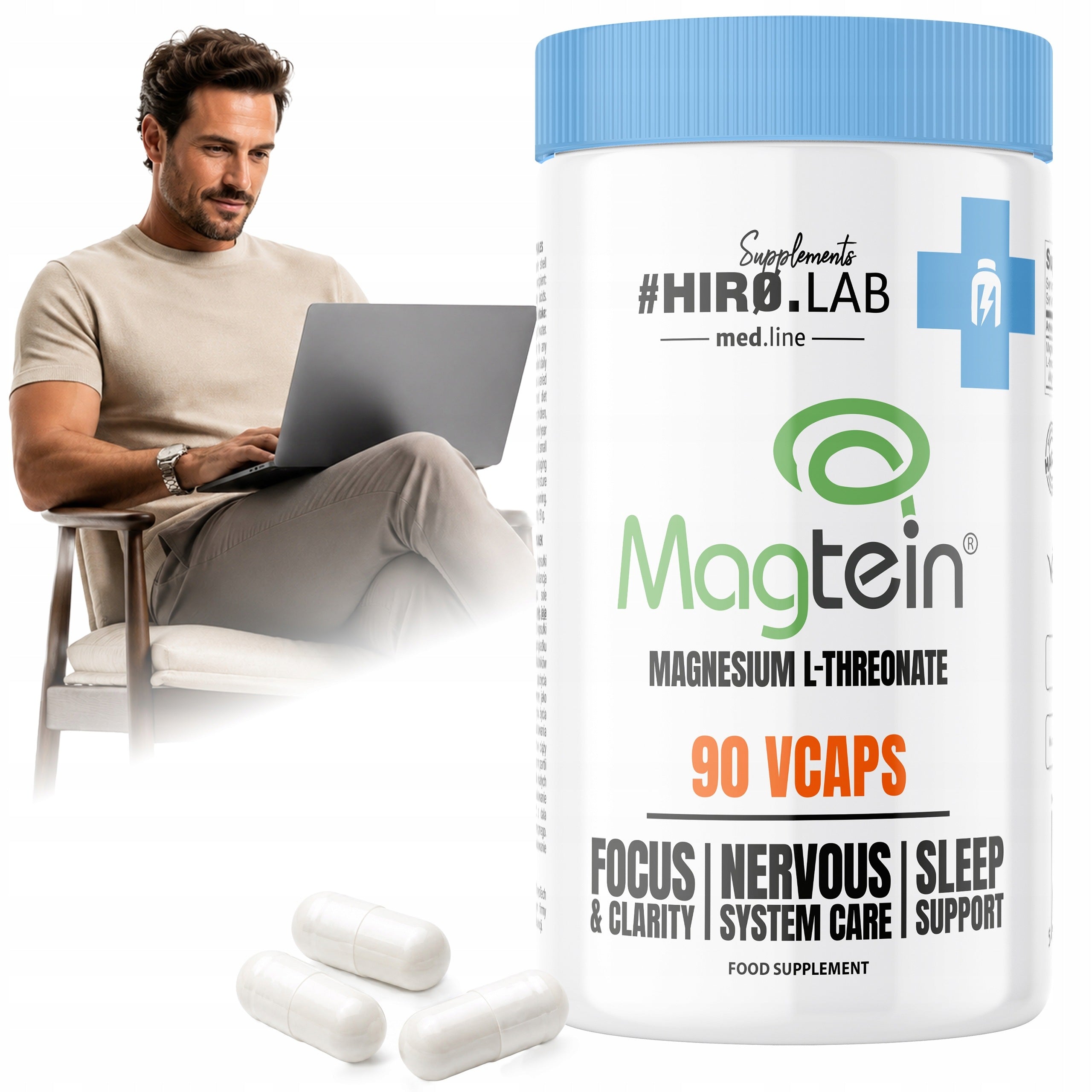 Magtein Magnesium L-Threonate 2000mg 90caps Memory Concentration Stress Hiro.Lab