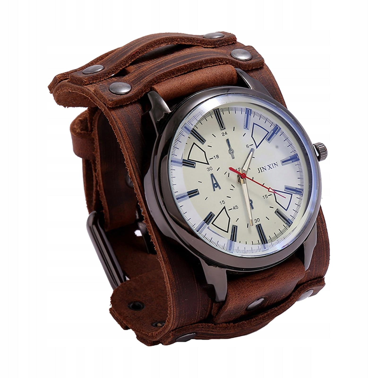 Male Retro Punk Pointer Watch Leather Brown