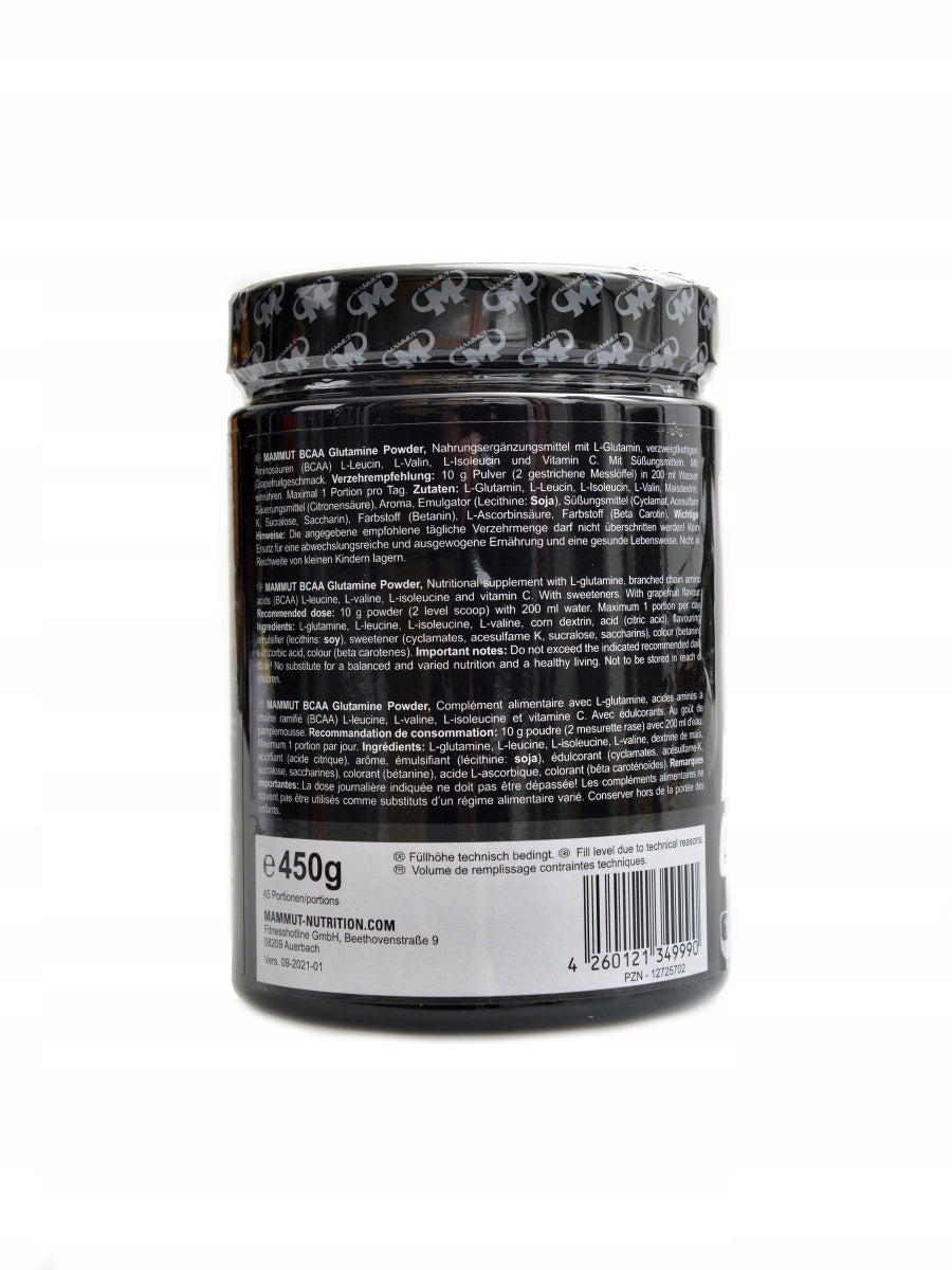 Mammut nutrition BCAA Glutamine powder 450 g grapefruit Expiration date at least six months from the date of purchase
