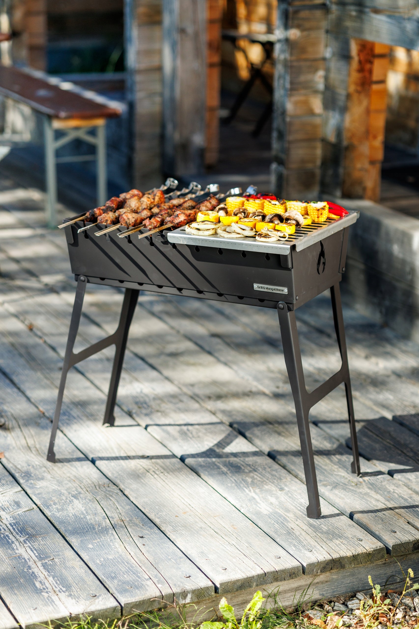 Mangal Grill Suitcase For 8 Skewers Folding Metal 3 mm Practical Grill depth 15 cm