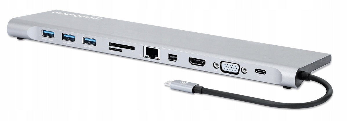 Manhattan USB-C to HDMI, MiniDP, VGA, RJ45, 3x USB, SD Docking Station