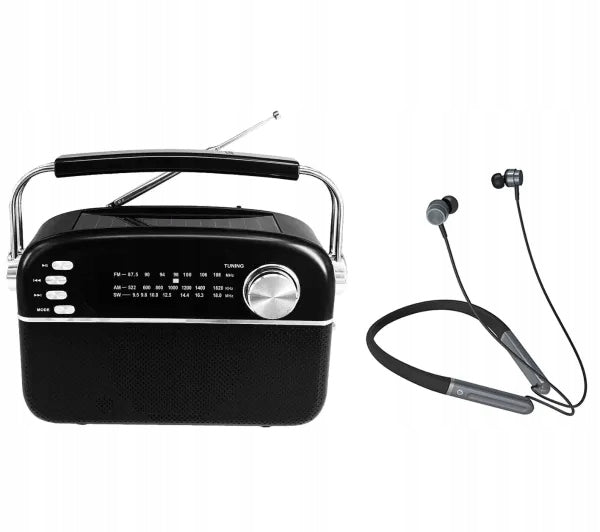 Manta RDI918B SOLAR 2 FM Radio Bluetooth Black + Headphones
