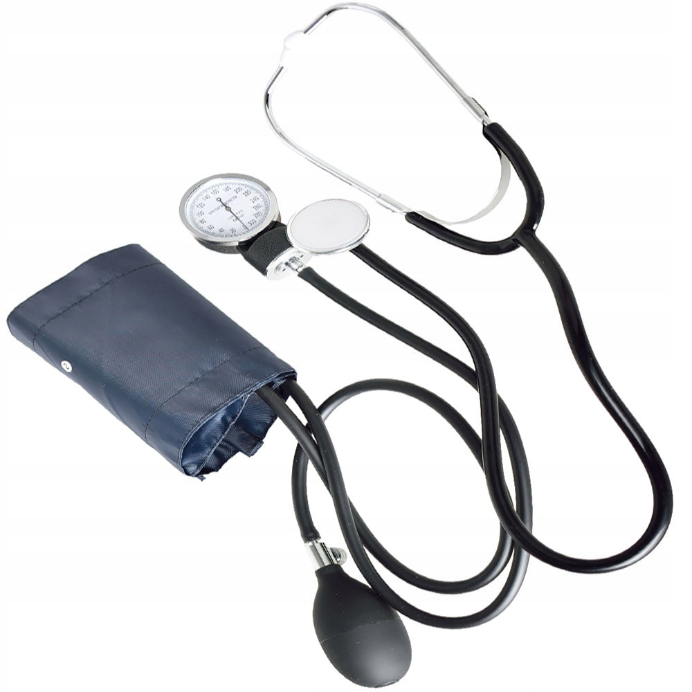 Manual Aneroid Blood Pressure Monitor With Stethoscope and Shoulder Cuff + Case