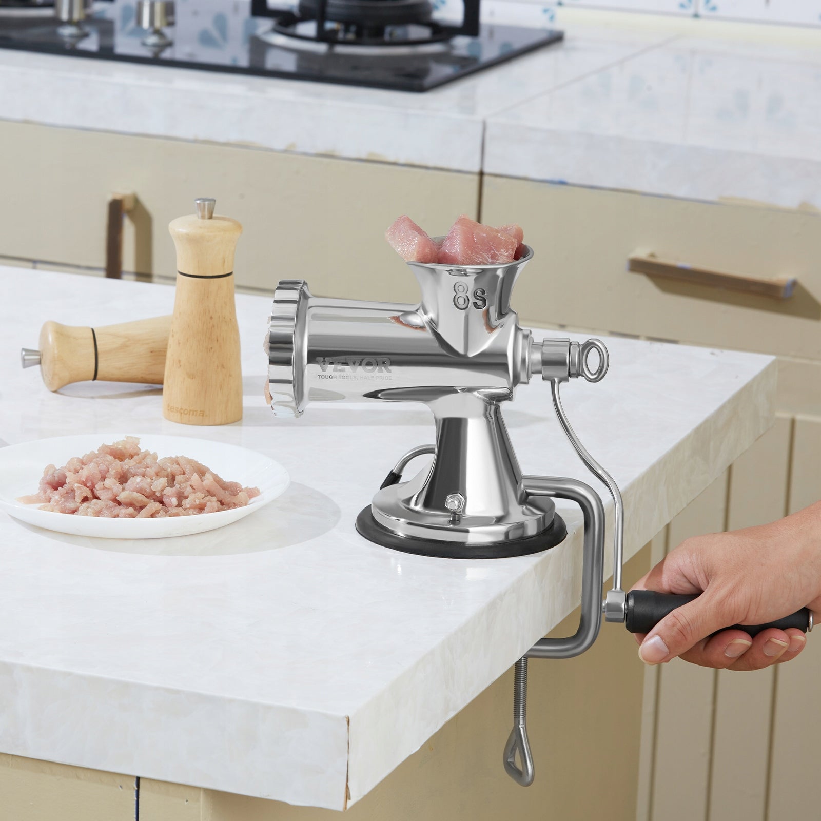 Manual Meat Grinder 304Stainless Steel with Suction Cup Clamp Sausage Maker Packaging status original