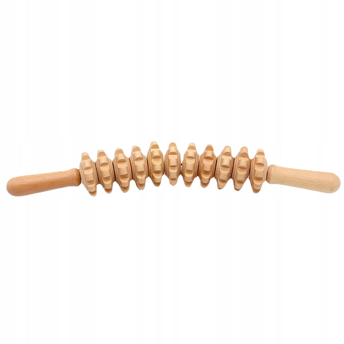 Manual Wooden Massage Roller, Gua Sha 11 Wheels Abdominal Massage Stick
