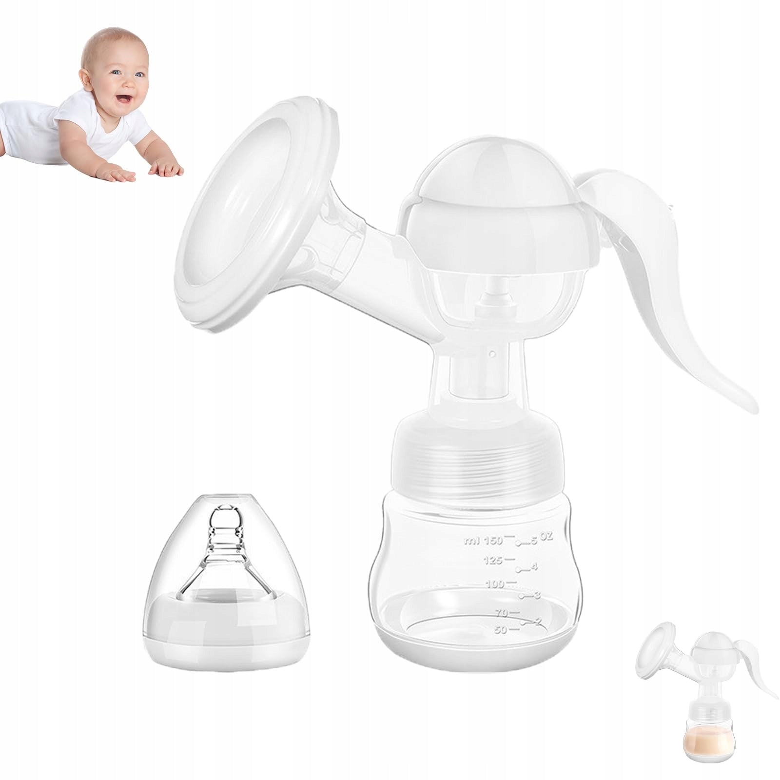 Manual breast pump food extractor with bottle 150 ml