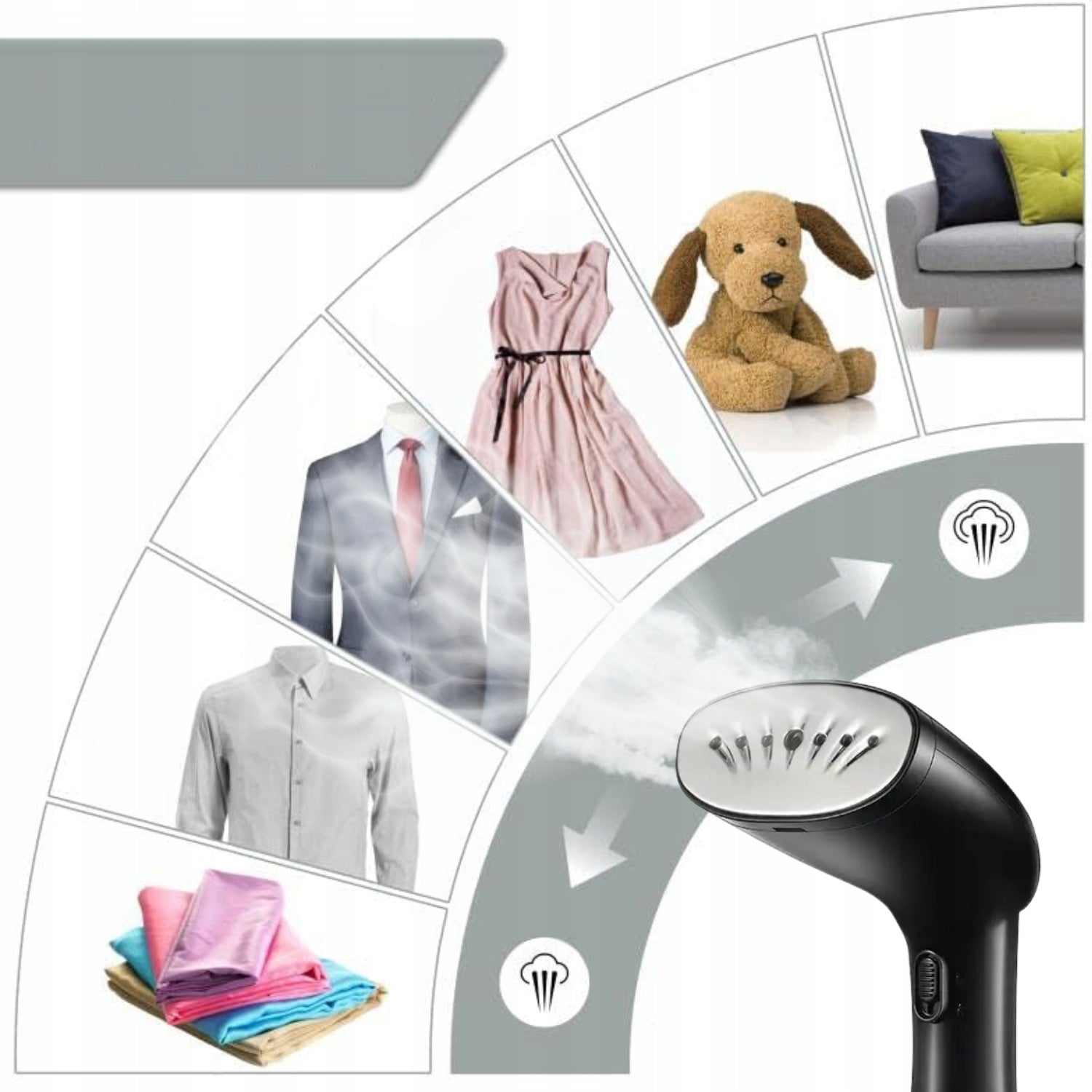 Manual clothes steamer 1640W quick smoothing and refreshing fabrics Type handheld
