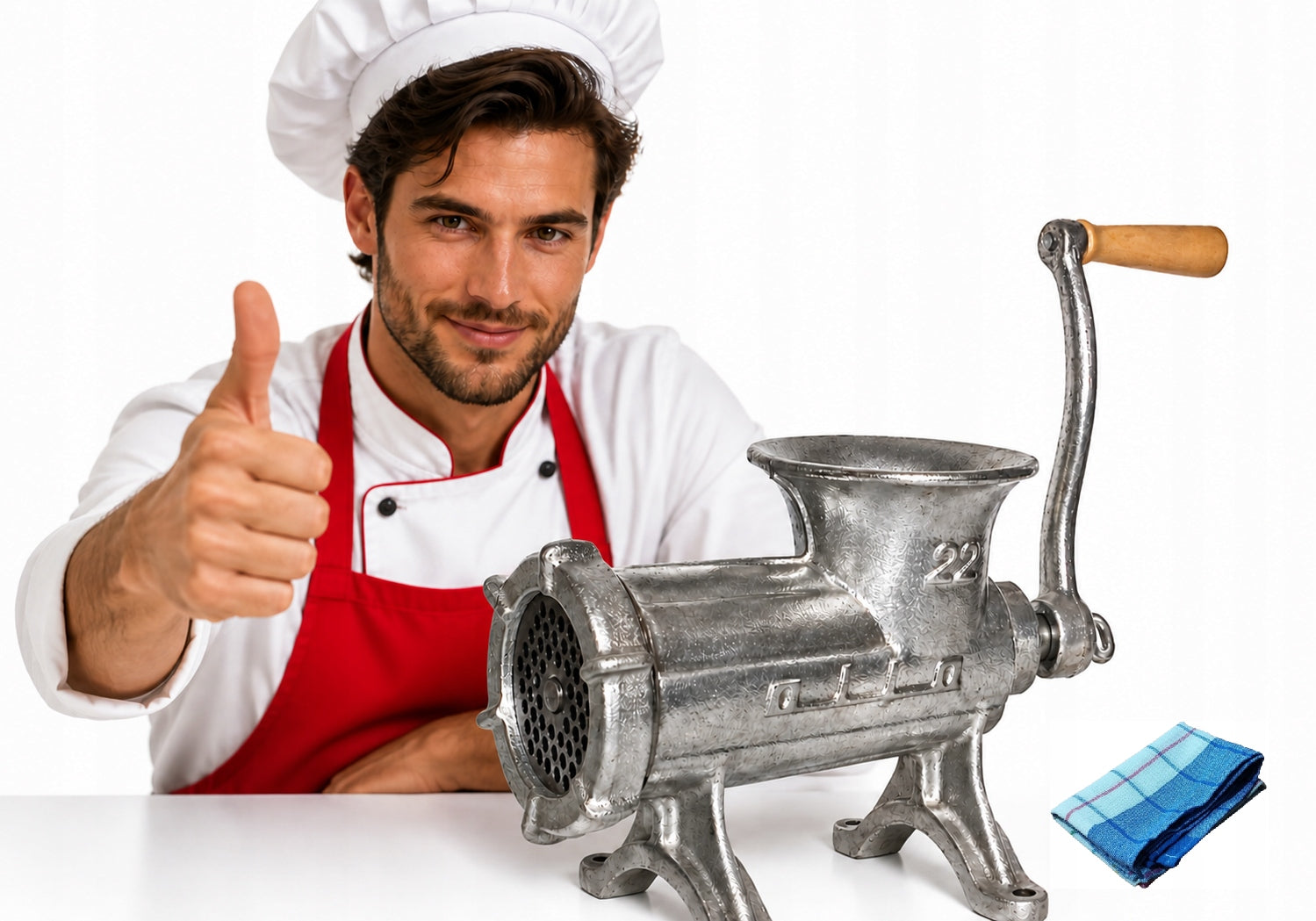 Manual meat grinder ALFA 22 tinned MADE IN Poland KITCHEN TOWEL