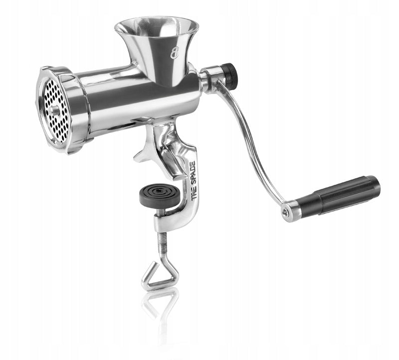 Manual traditional meat grinder, manual, inox, TreSpade steel