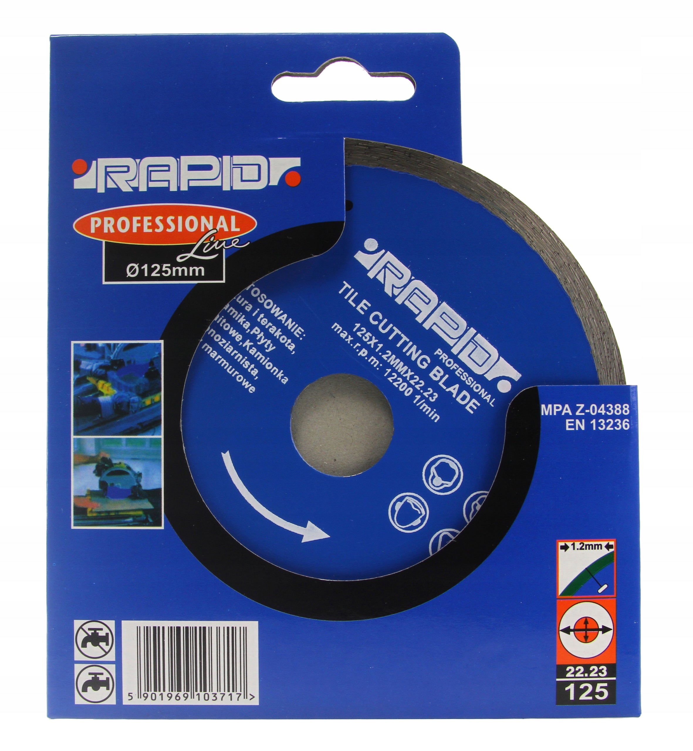 Mar-pol Diamond blade for stoneware tiles 125x1,2x22,2 smooth Rapid M08713 Brand Mar-Pol