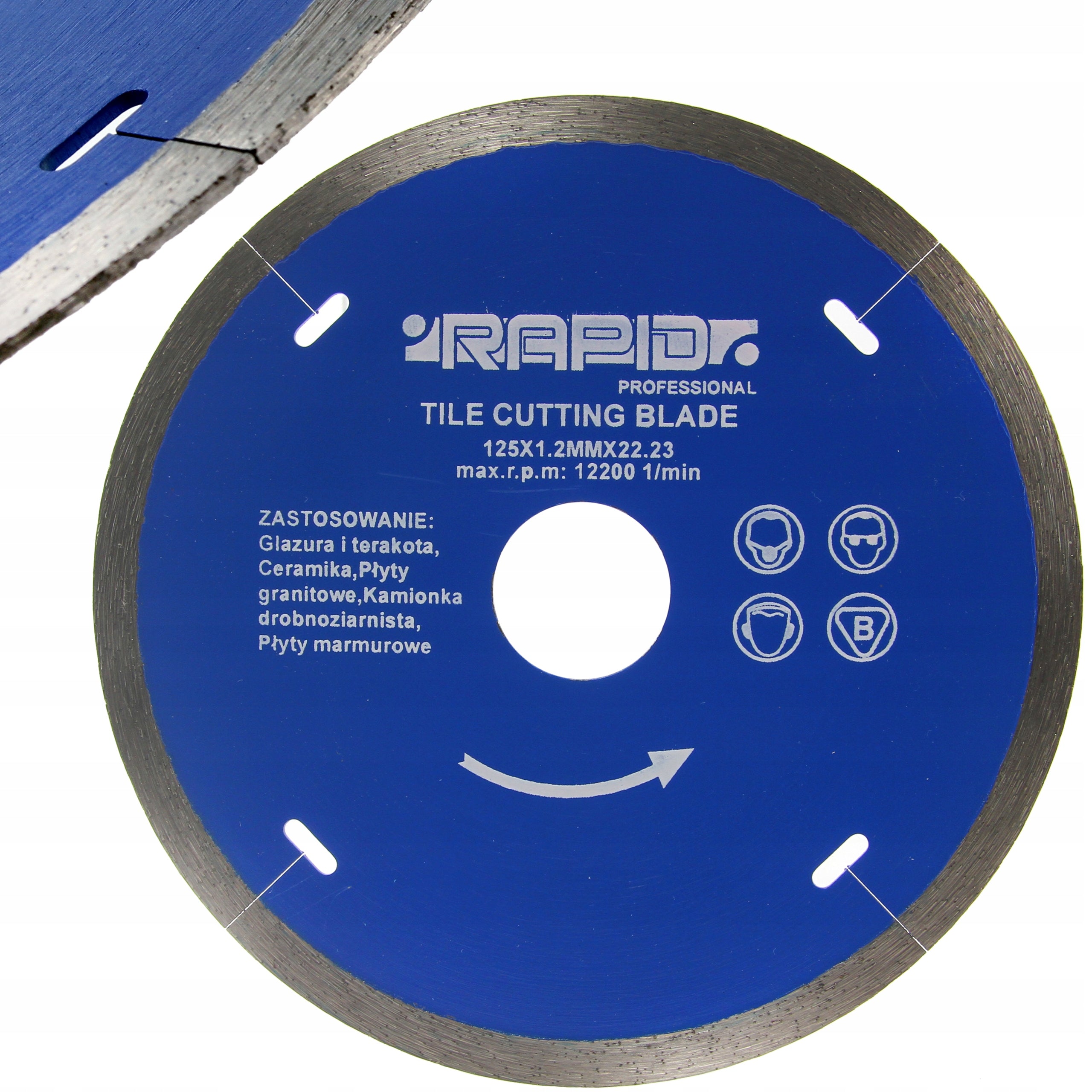 Mar-pol Diamond blade for stoneware tiles 125x1,2x22,2 smooth Rapid M08713 Packaging status original