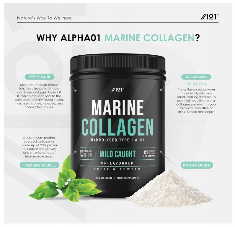 Marine Collagen Alpha01 Marine Collagen 400 g Hydrolyzed Type I and III Brand no brand