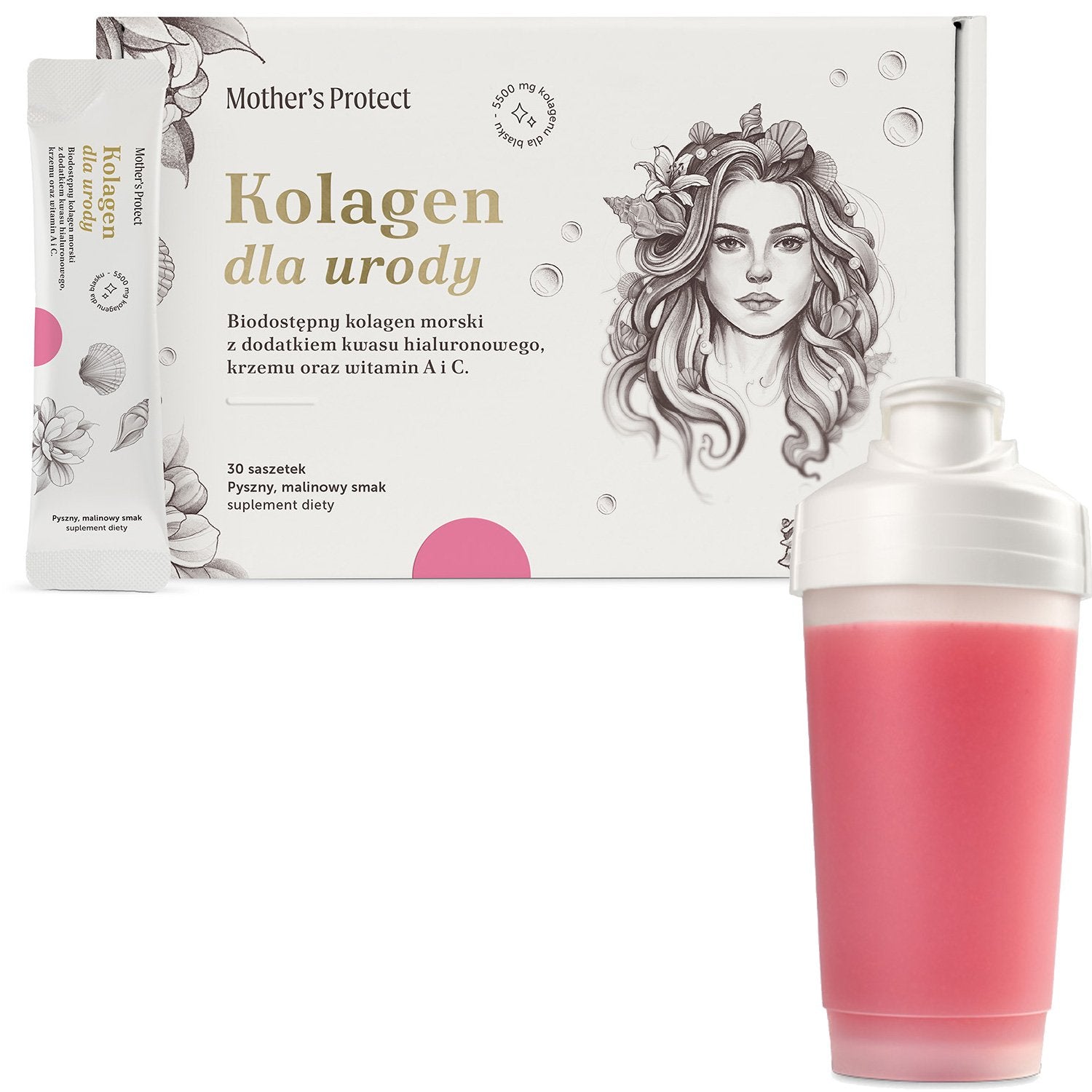 Marine Collagen Mother's Protect 300g raspberry powder without aspartame PREMIUM Expiration date at least 1 year from the date of purchase