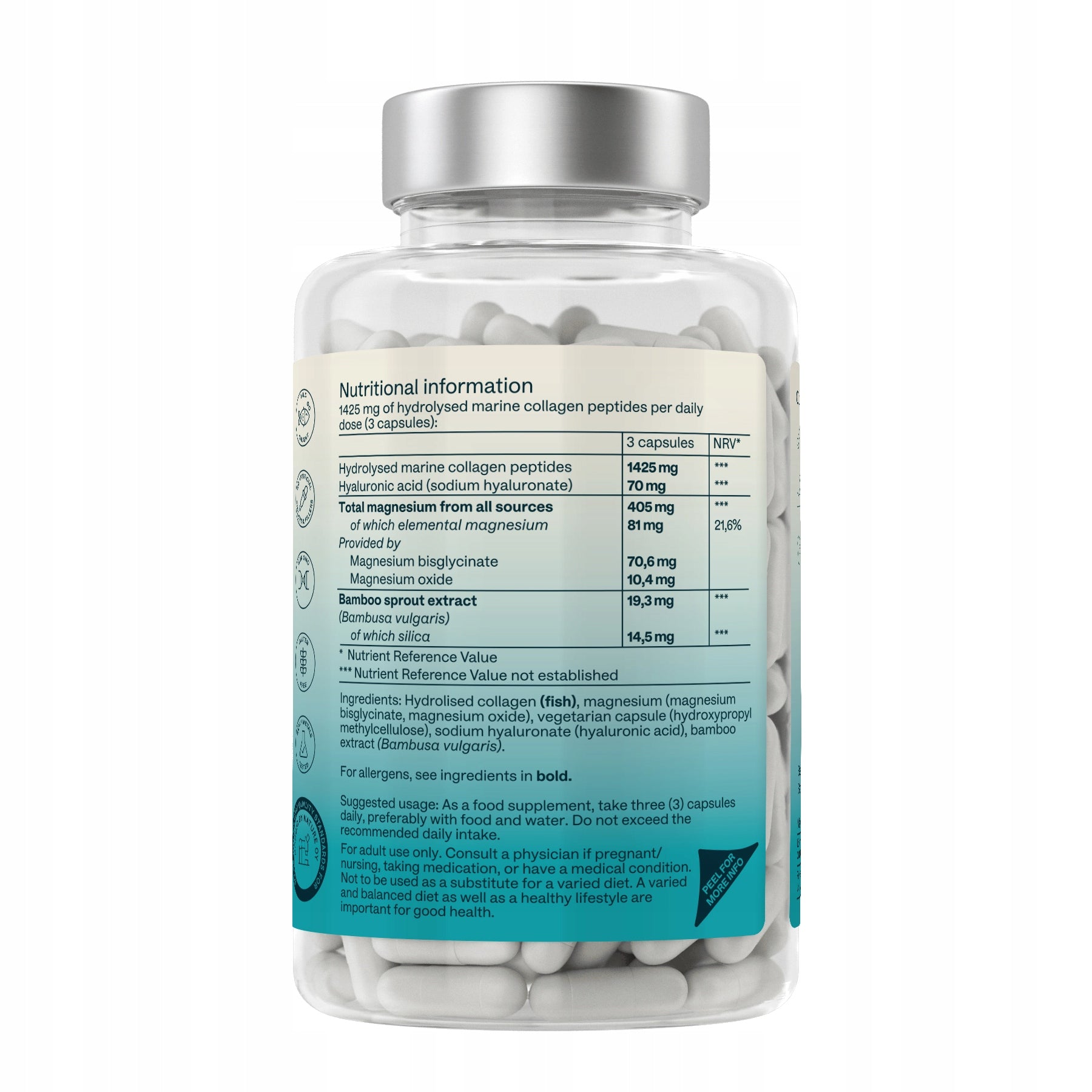 Marine Fish Collagen + Hyaluronic Acid + Magnesium 120 kaps 1425 mg | Aavalabs Medical device no