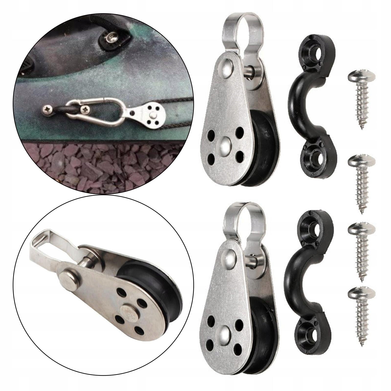Marine Kayak Anchor Trolley 2 Pulley Blocks with Screws Hardware Length 1000 cm