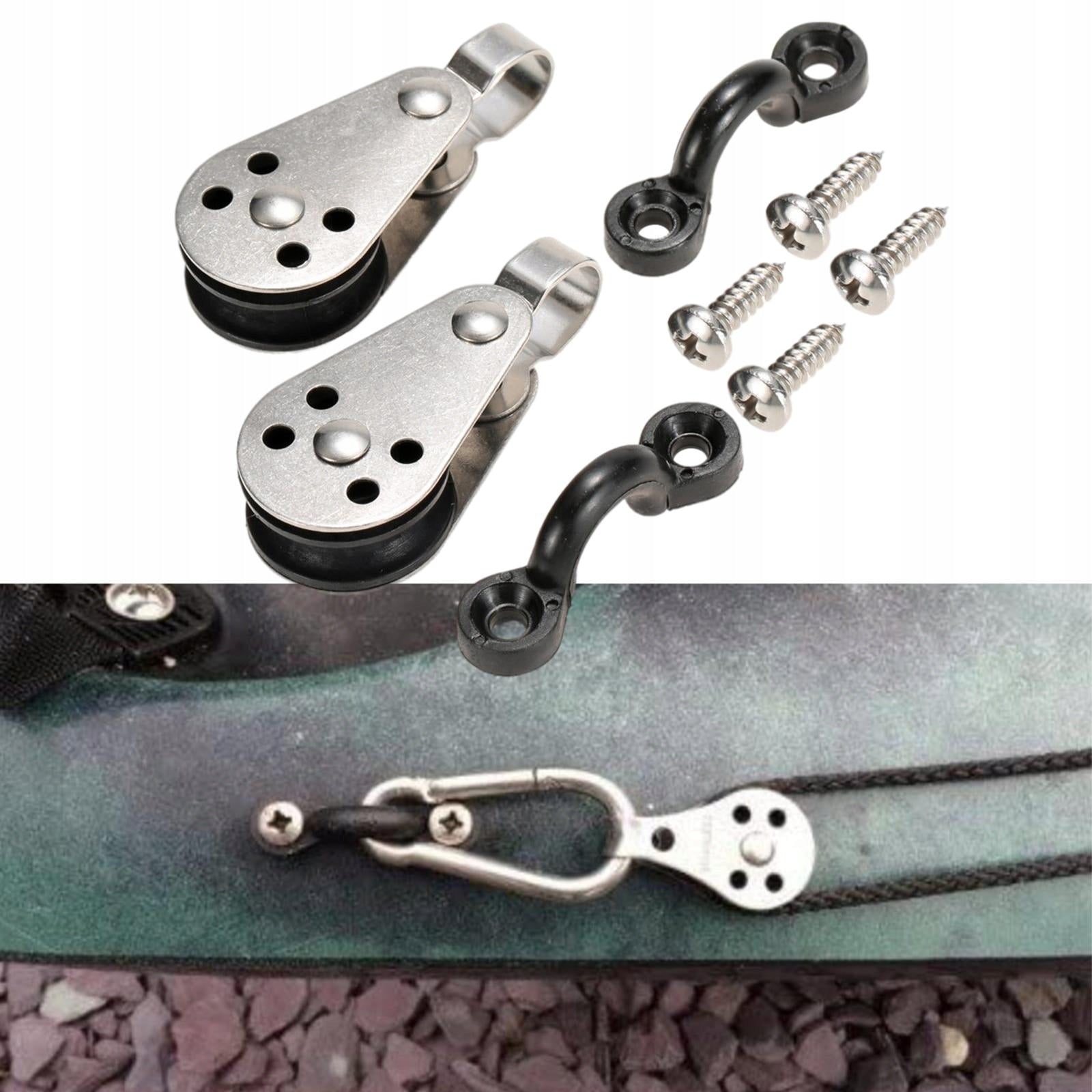 Marine Kayak Anchor Trolley 2 Pulley Blocks with Screws Hardware Number of seats not specified
