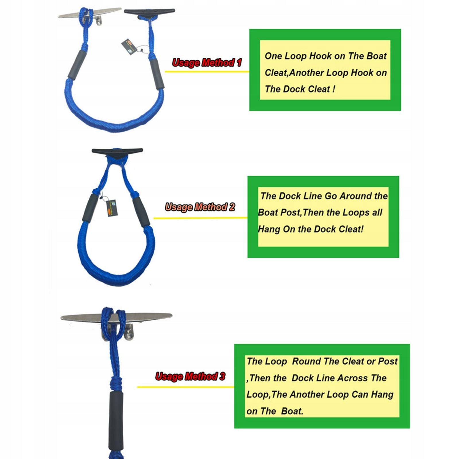 Marine Mooring Rope Stretches to 5.5ft Rope Blue Model Sznury do łodzi Bungee Elastyczne materiały na
