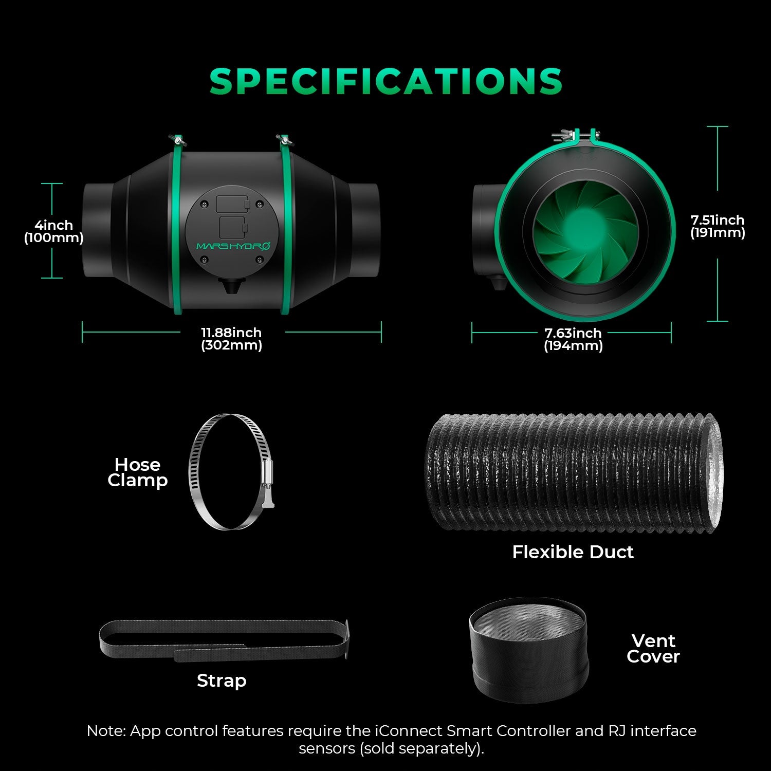 Mars Hydro 80x80x160cm Growbox Grow Kit|TS 1000 150W LED|6” Clip on Fan Type tent