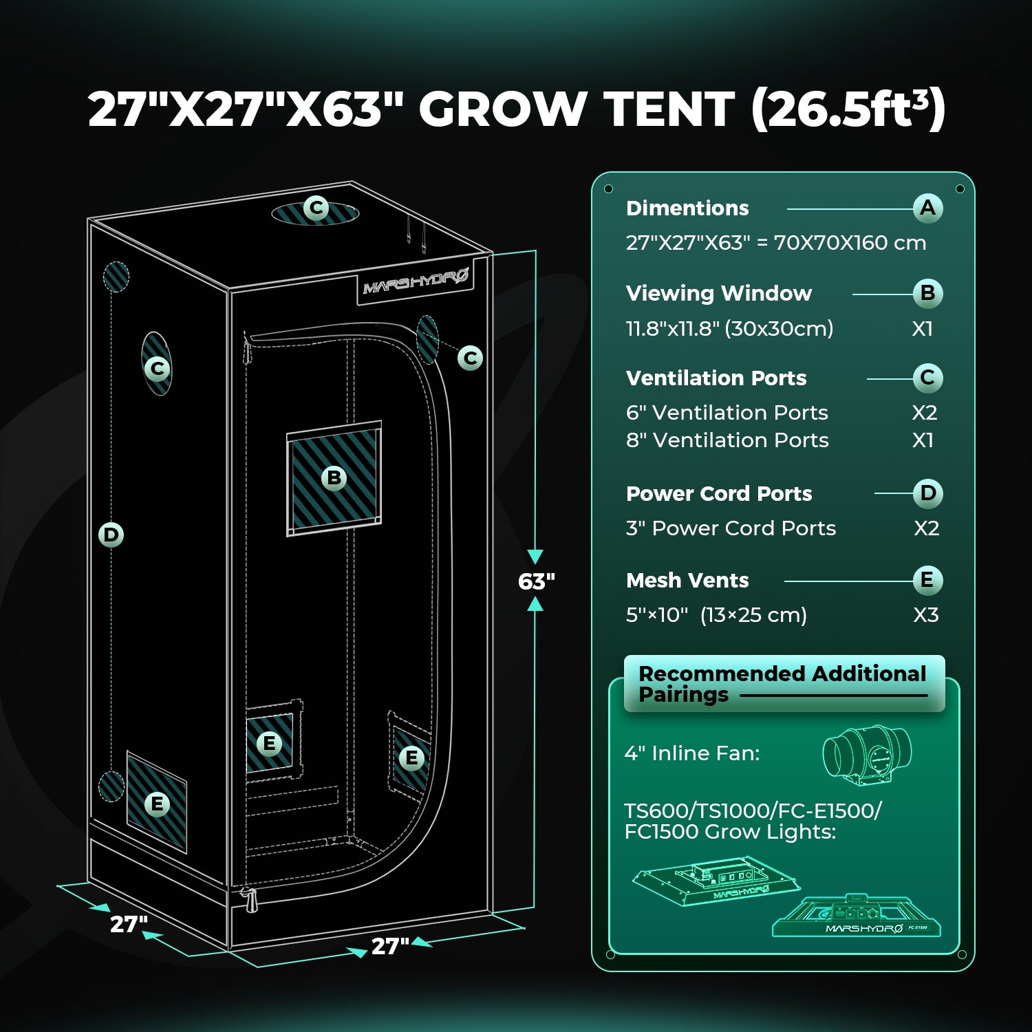 Mars Hydro Indoor Grow Tent 70x70x160cm Tents Room Box For Indoor Plant Packaging status original