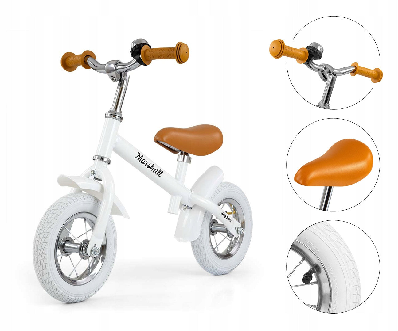 Marshall Air balance bike WHITE Milly Mally Classic Frame steel