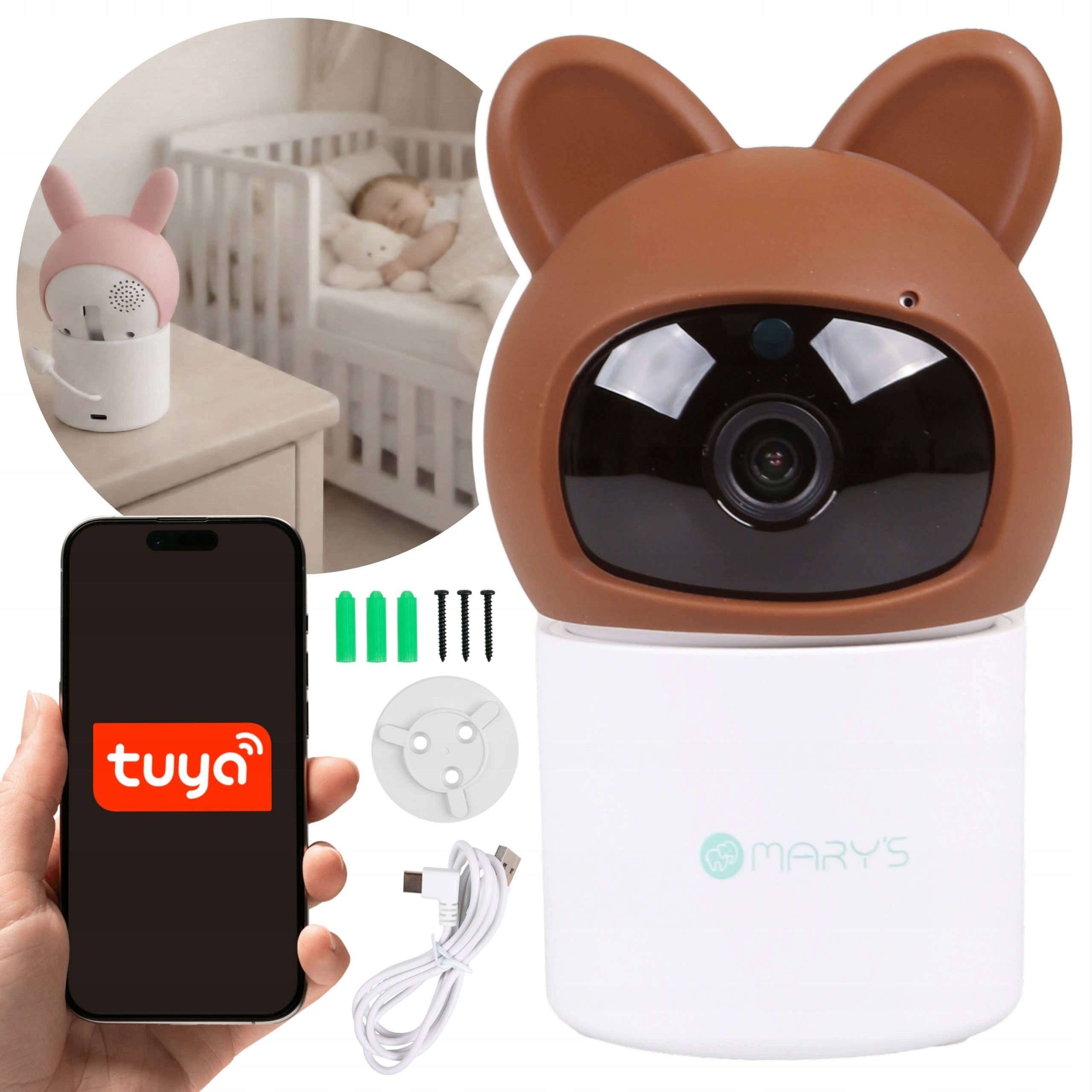 Mary’s ROTATING baby monitor, children’s camera BEAR, WiFi TUYA, DETE