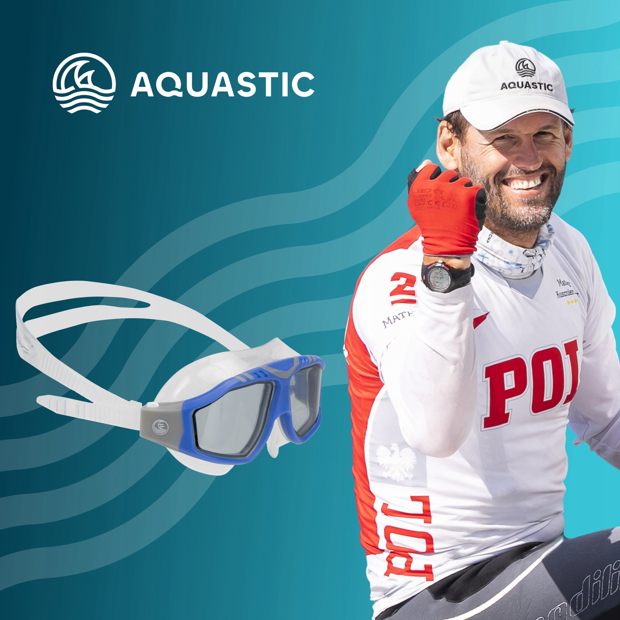 Mask swimming goggles UV AQUASTIC Mako swimming POOL ANTI-FOG Brand Aquastic
