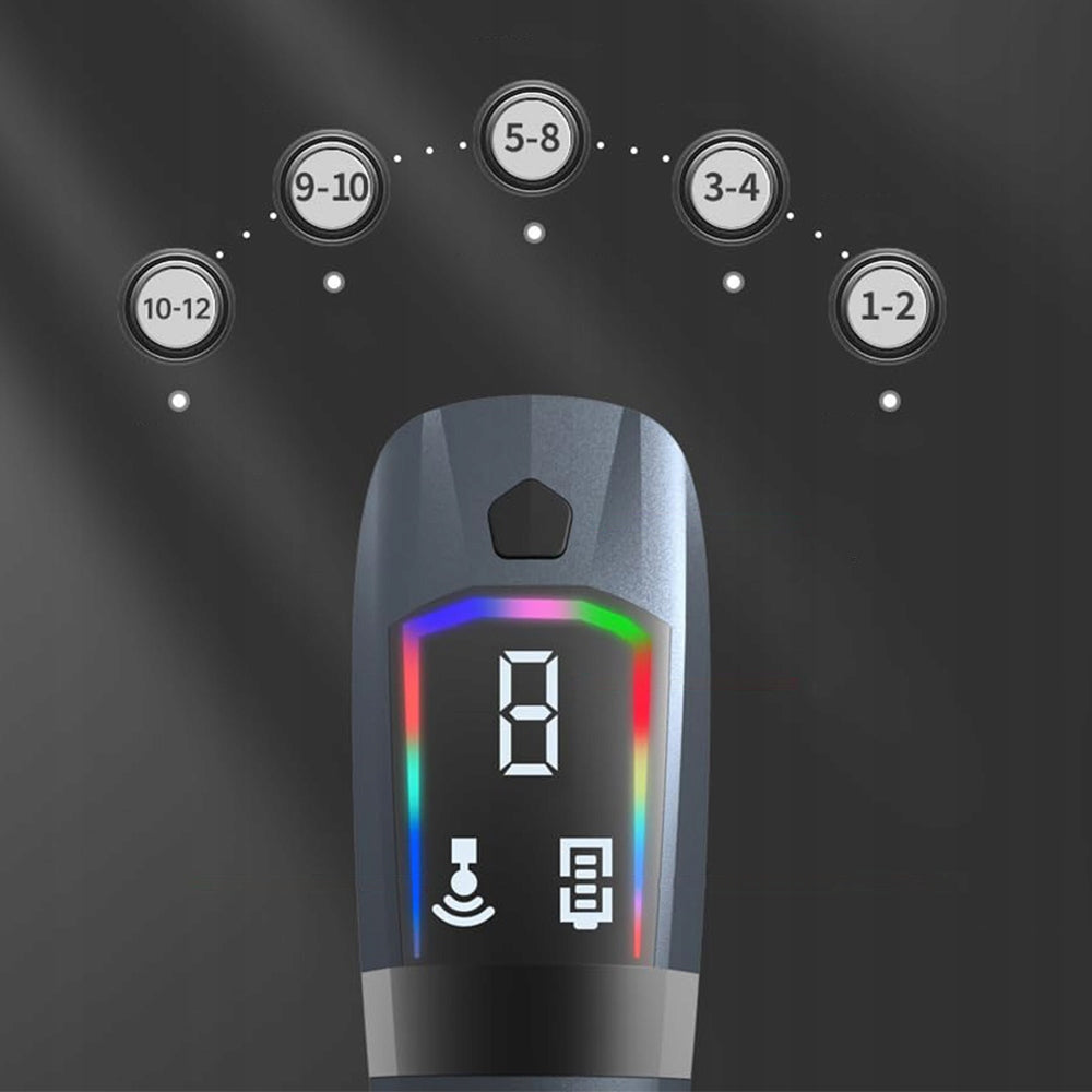 Massage Gun 12 Levels, Detachable Handle, LCD, USB, 4 Heads Color gray