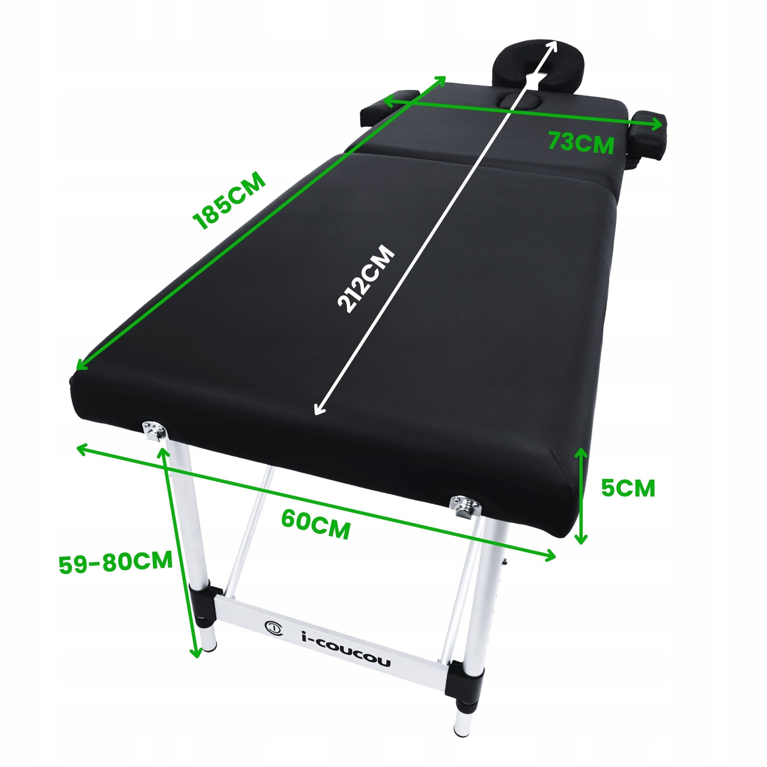 Massage Table Bed Folding Portable Aluminum Foam 5 cm Lightweight Couch Medical device yes