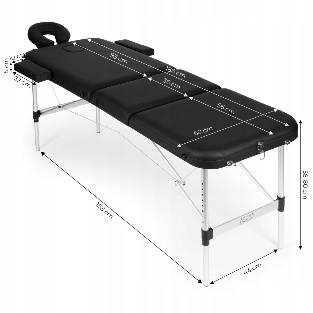 Massage Table Folding Aluminum 3 Segment Rehabilitation Bag Black Brand no brand