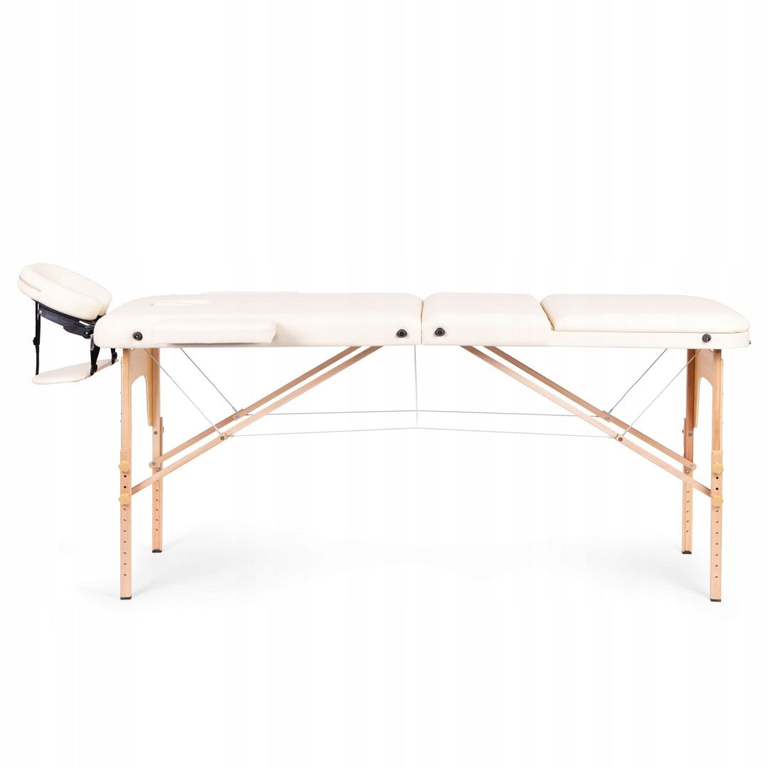Massage Table Folding Wooden 3 Segment Rehabilitation With Bag White Color white