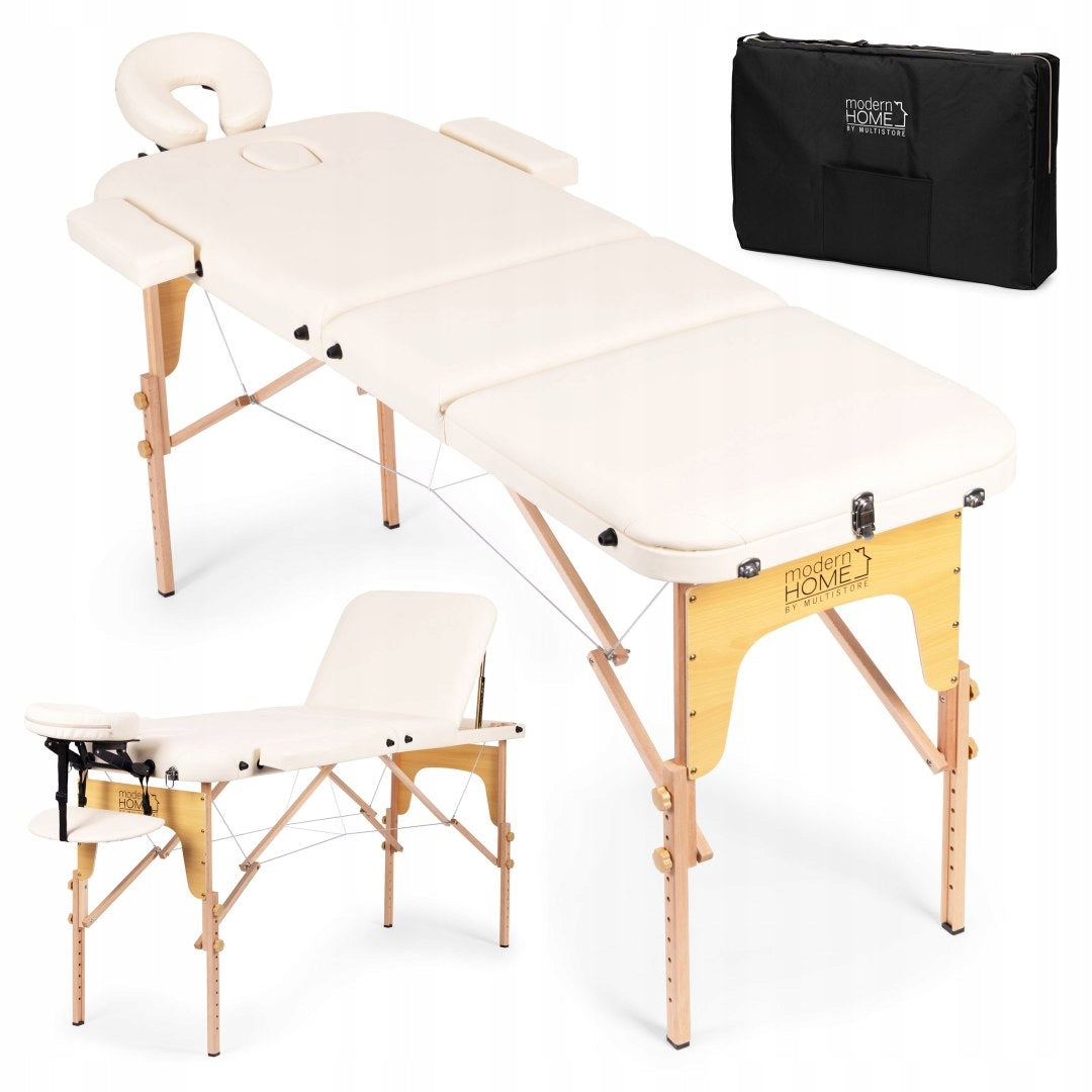 Massage Table Folding Wooden 3 Segment Rehabilitation With Bag White Frame material wood