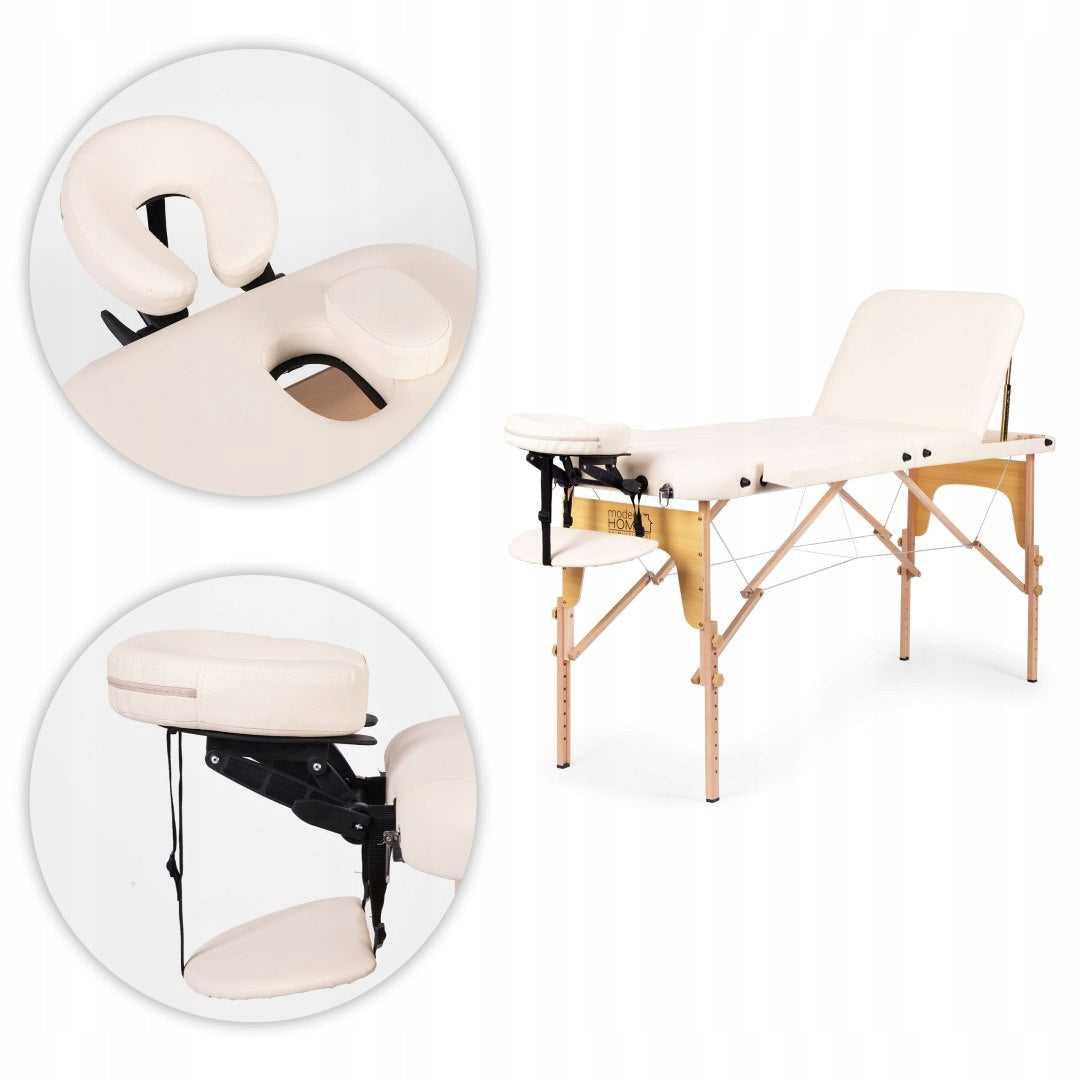 Massage Table Folding Wooden 3 Segment Rehabilitation With Bag White Kind folding table