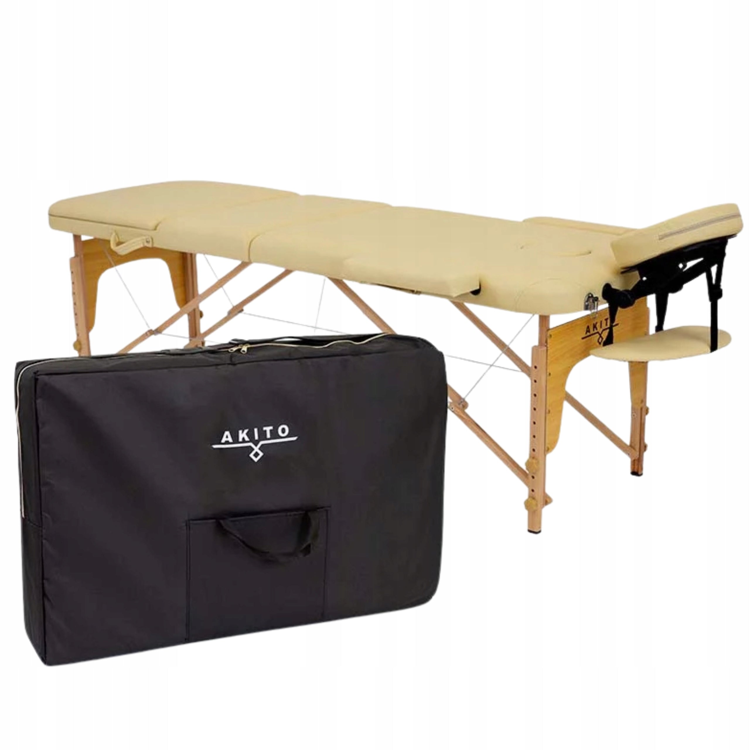 Massage Table Wooden Three Segment Akito Bark Beige Manufacturer code STÓŁ SKŁADANY DO MASAŻU DREWNIANY KORA AKITO