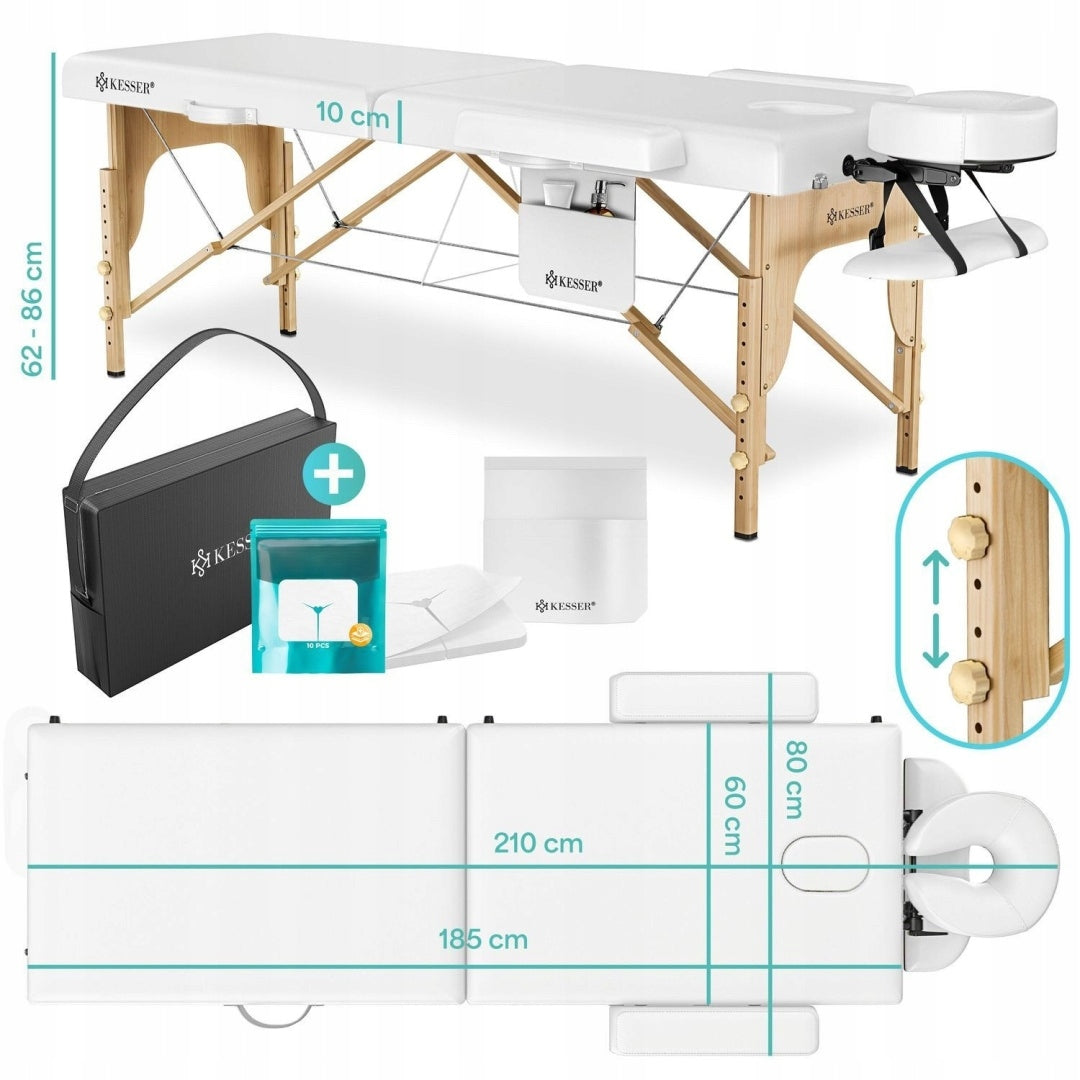 Massage bed table with headrest 210 cm - white Brand no brand