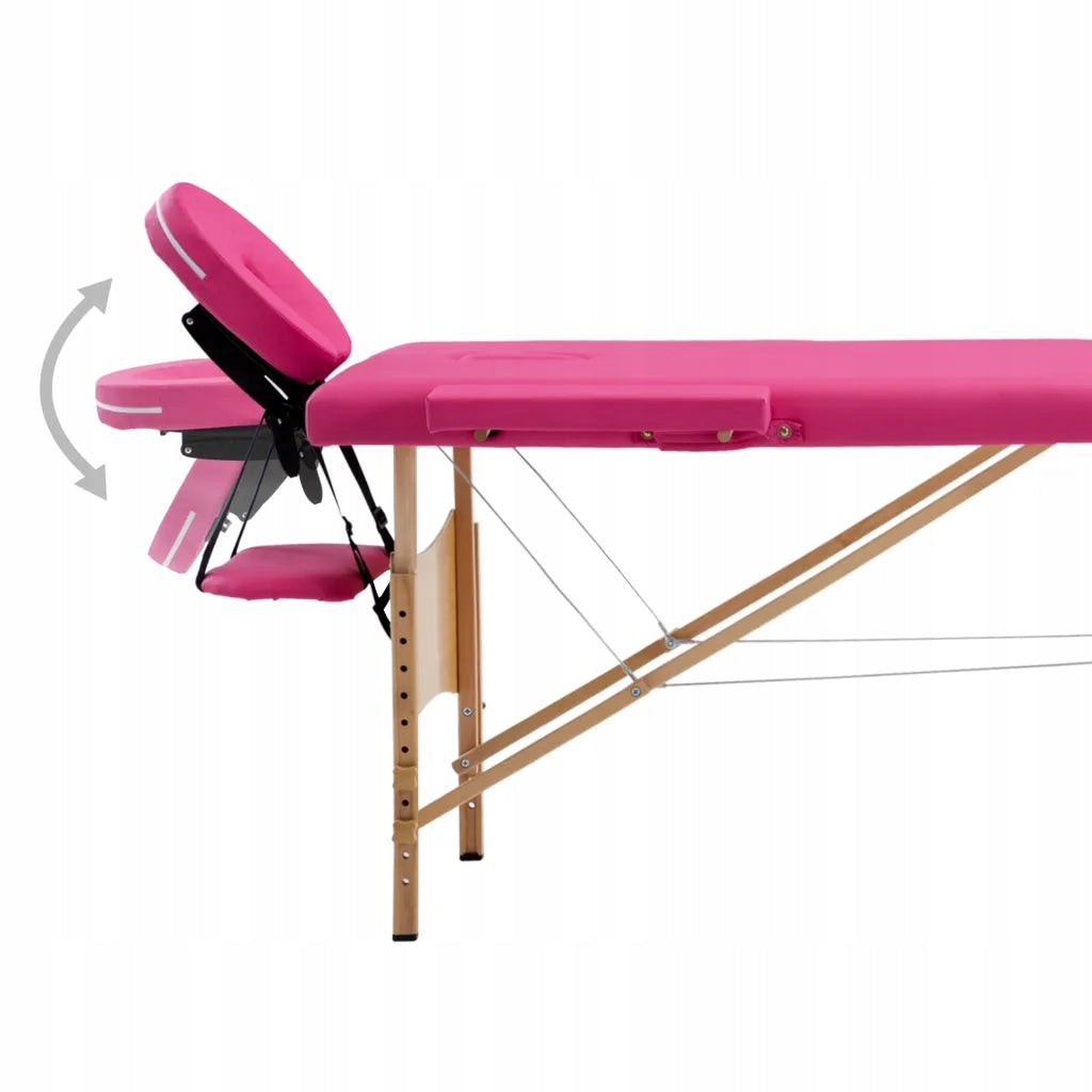 Massage folding table, pink, 2-zone, 191x70cm Kind folding table