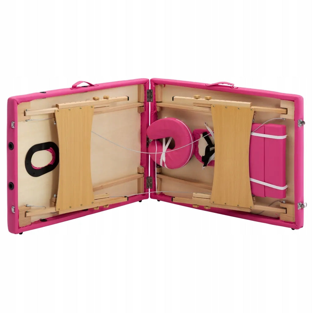 Massage folding table, pink, 2-zone, 191x70cm Weight 16.05 kg
