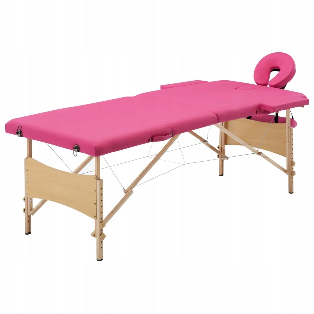 Massage folding table, pink, 2-zone, 191x70cm