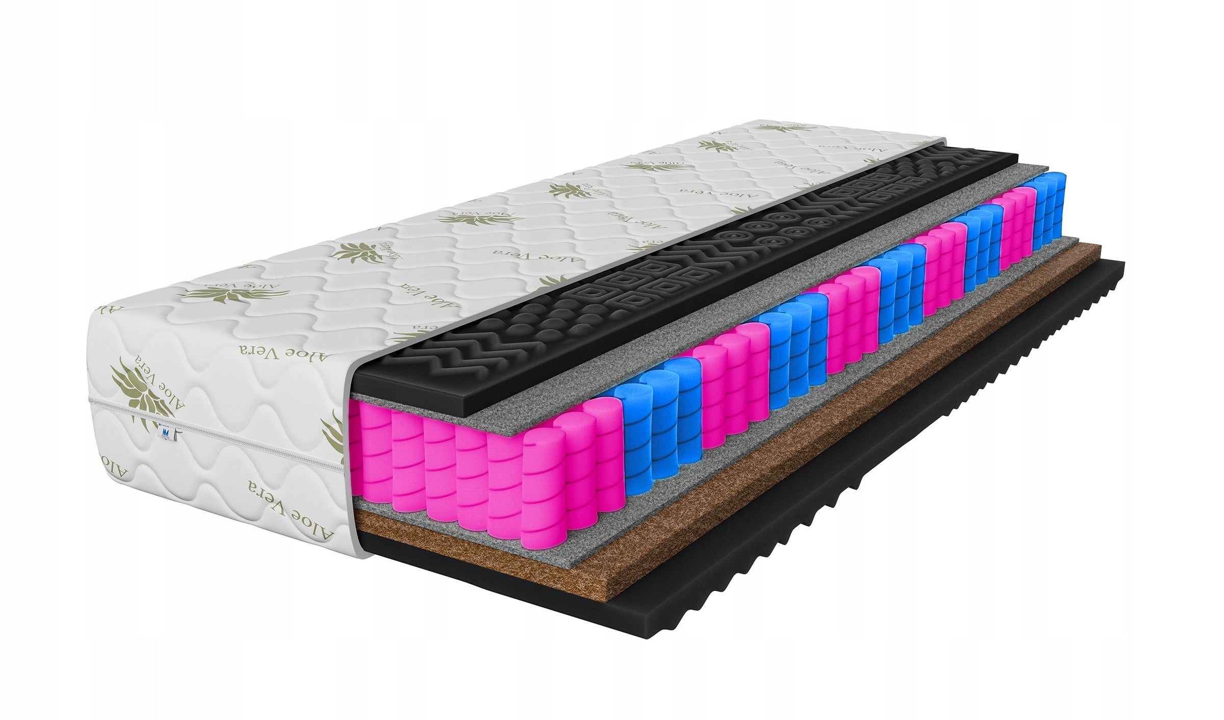 Massage mattress 160x200 Aloe Vera PREMIUM BLACK 24cm luxury ECO coconut H3H4