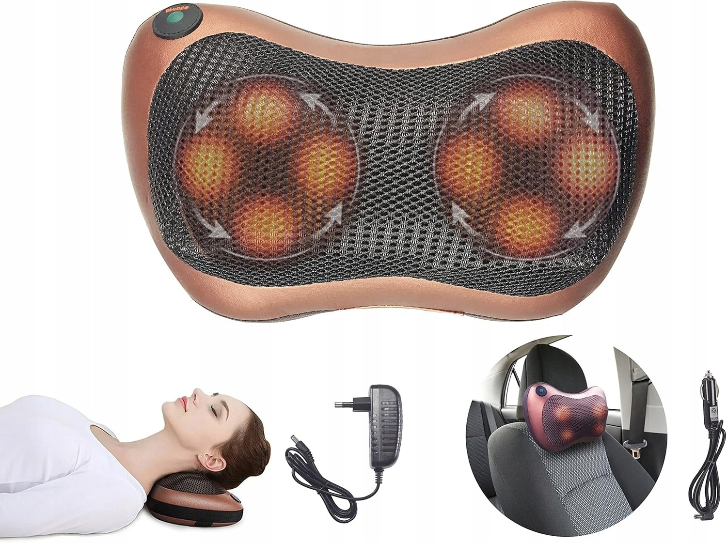 Massage pillow, heating massager for back, neck, body, legs Packaging status original
