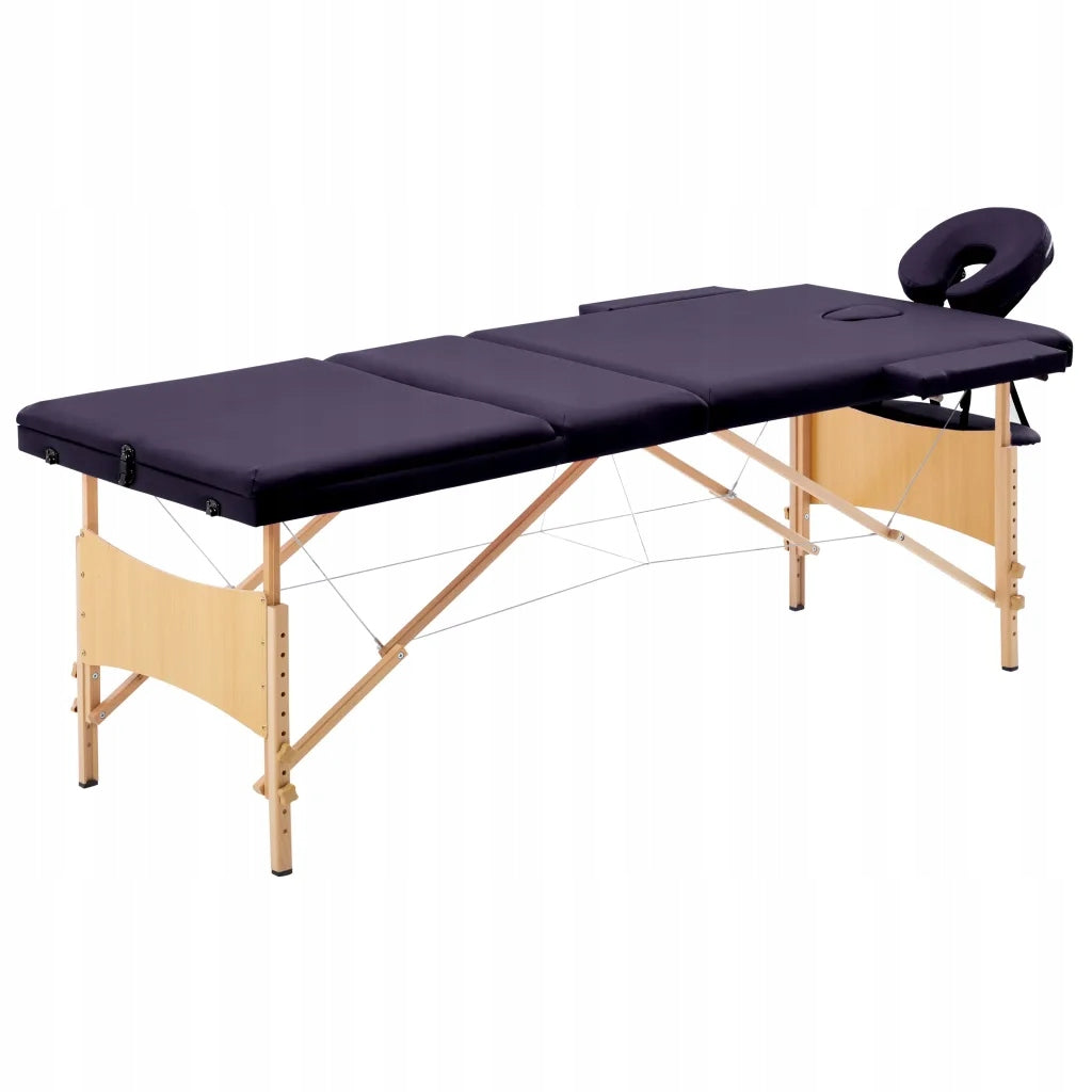 Massage table 3-zone purple 191x70 cm