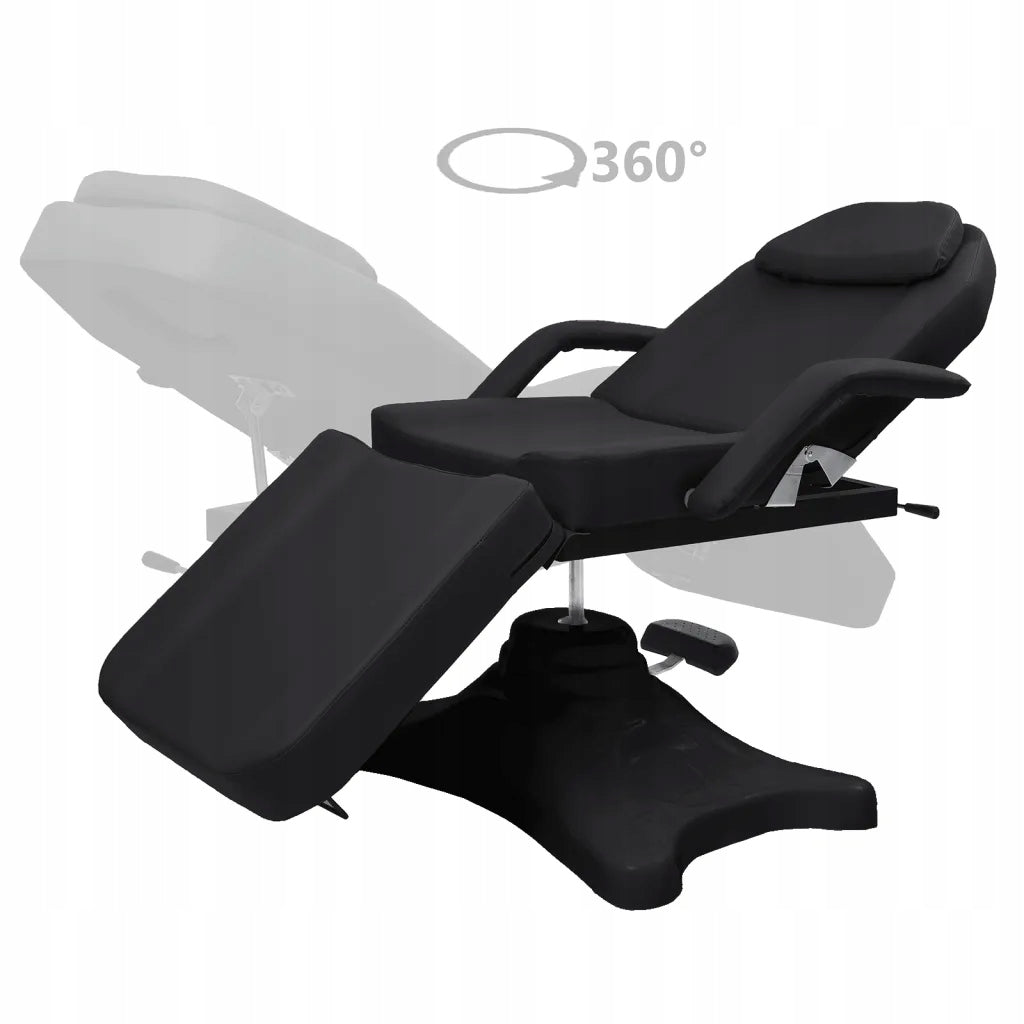 Massage table PVC black 180x62x118 cm FRP gas rotary lift Brand no brand