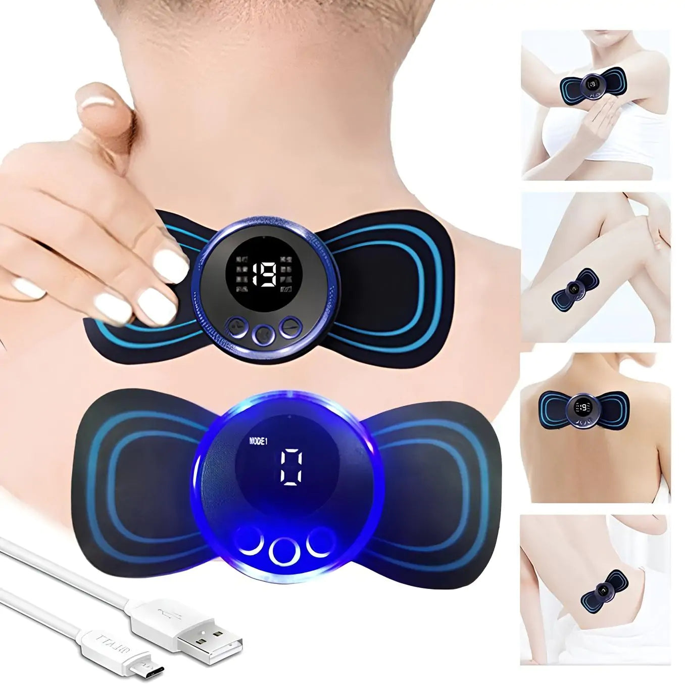 Massager electrostimulator neck abdominal muscles ems 8 modes usb remote control
