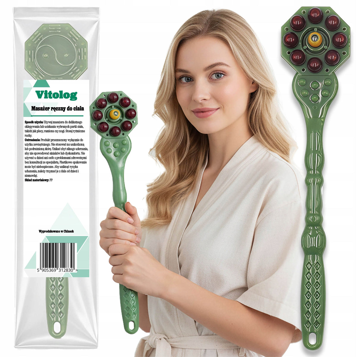 Massager for Acupressure Massaging the Back of the Neck Body Legs Scratcher