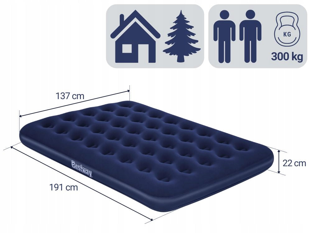 Aufblasbare Matratze Bestway Full 191x137x22 cm, mit elektrischer Pumpe